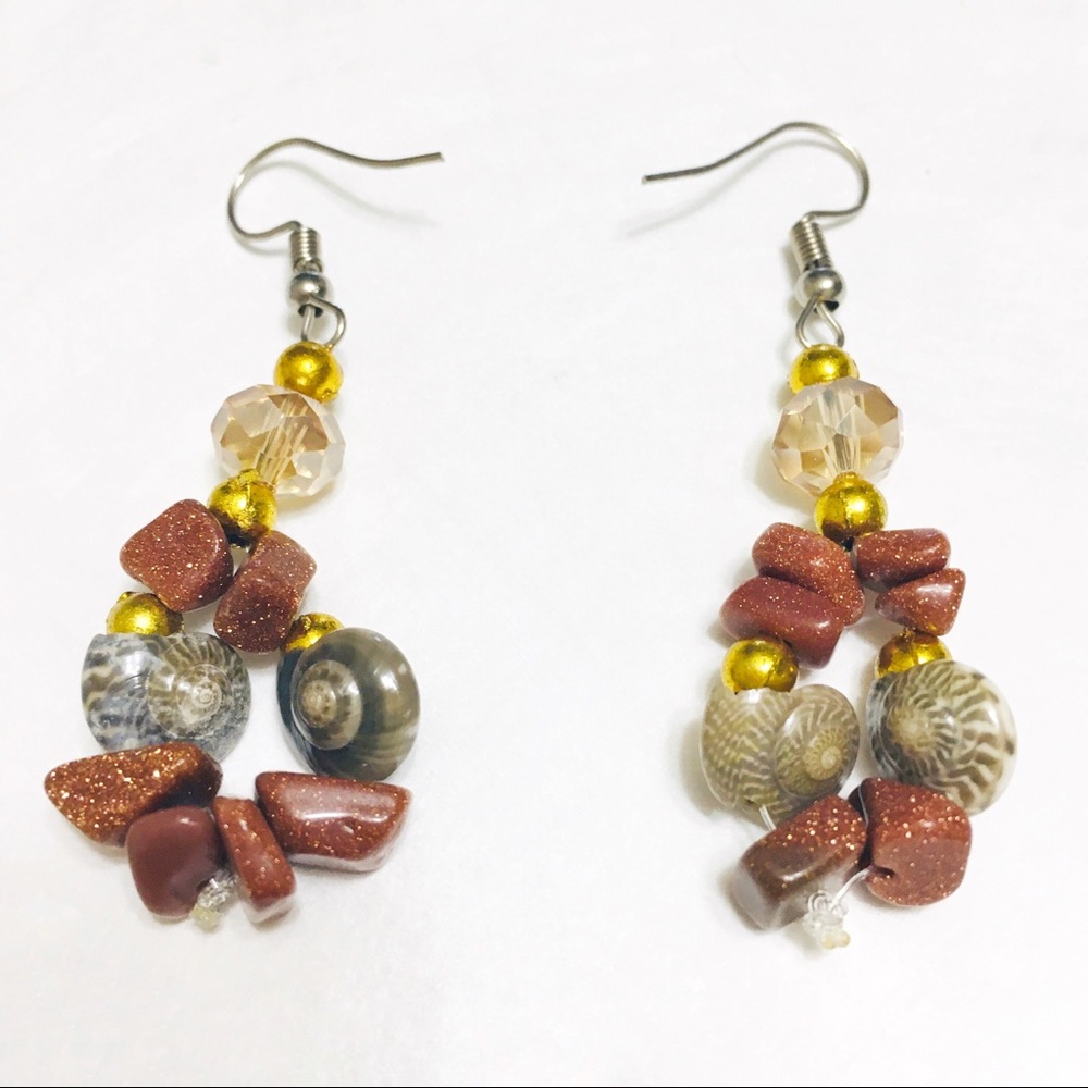 3/$15 Dangling earth tone colored shell earrings